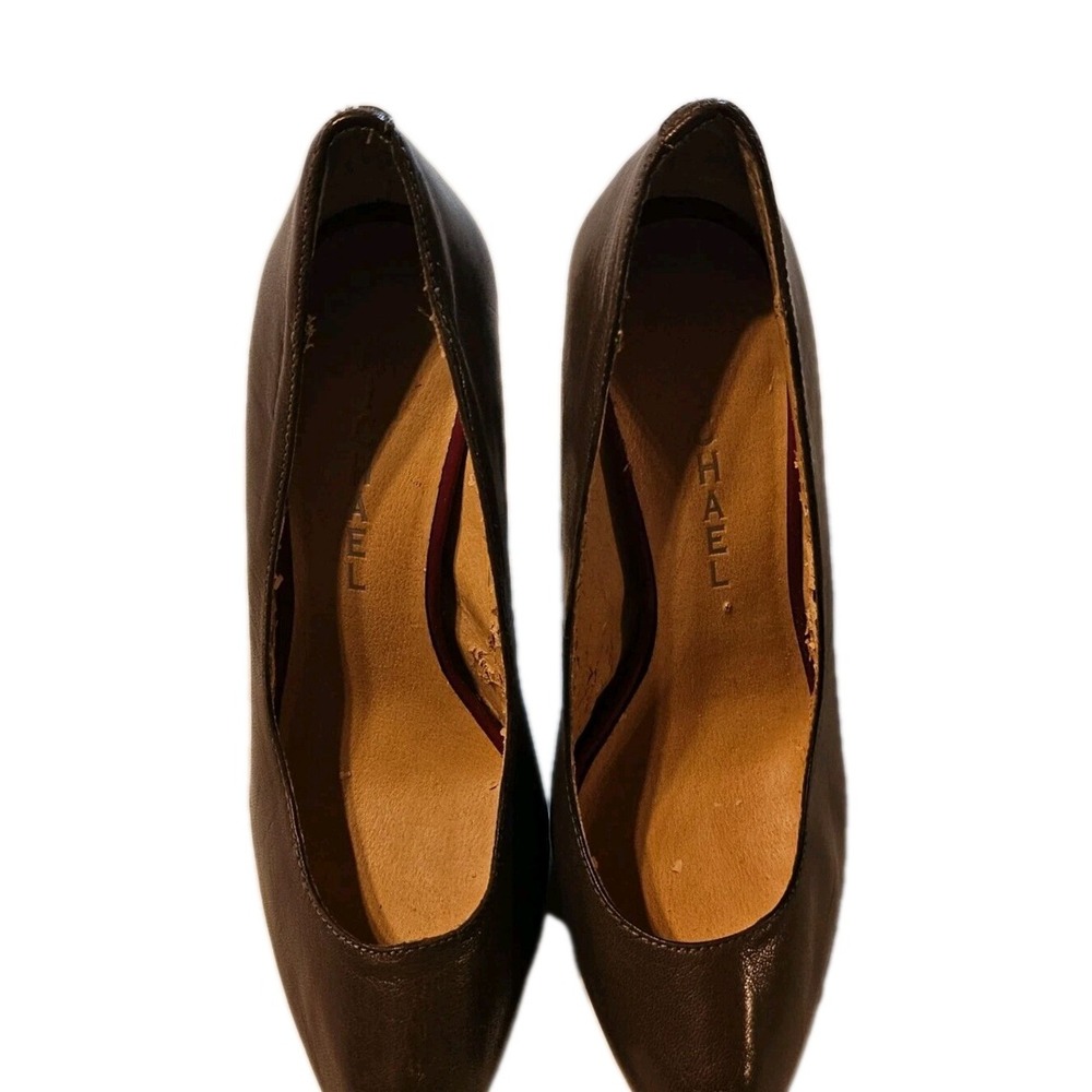 Michael Kors Ambrose Brown Leather Peep Toe Stiletto Heels Women 5.5 Career Work